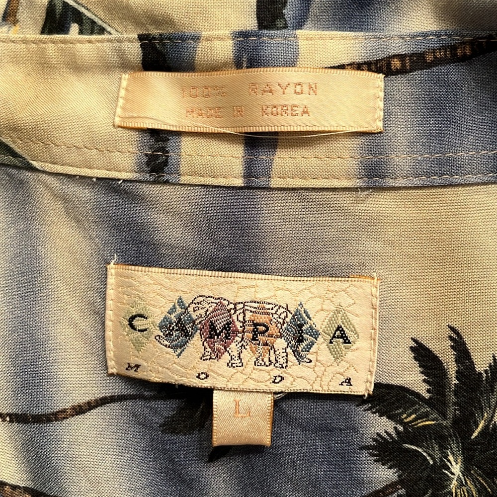 Campia Men’s 100% Rayon Short Sleeve Button Up Shirt Sz Large Hawaiian Tropical - Picture 7 of 10